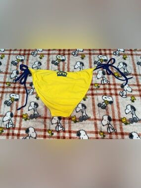 Corona Yellow Bikini Bottom with Navy Ties